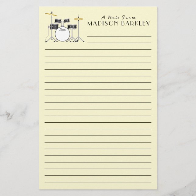 Drum Set Drummer Band Lehrer Musiker Briefpapier (Vorderseite)