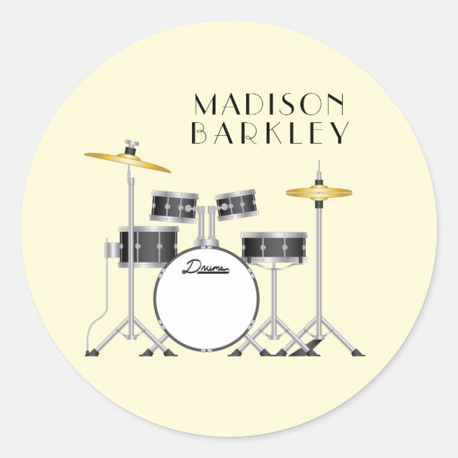 Drum Set Drummer Band Lehrer Musiker Runder Aufkleber (Vorderseite)