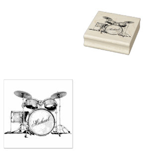 Drum Set Drummer Personalisiert Gummistempel
