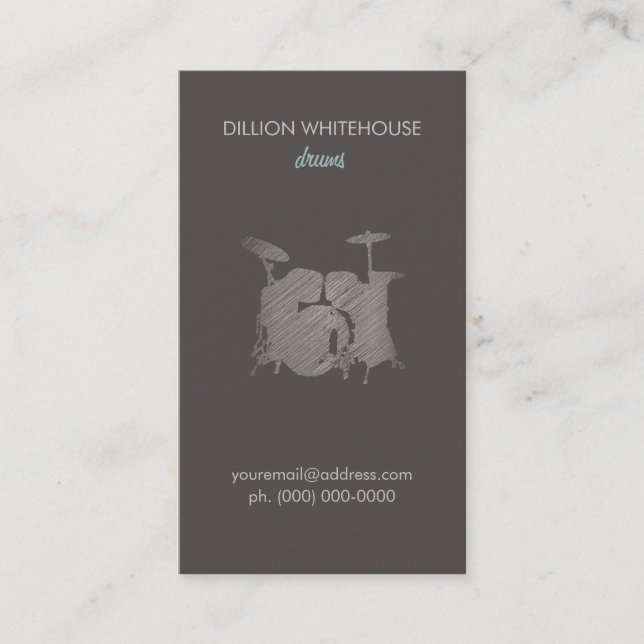 Drum Set Groon Business Card Visitenkarte (Vorderseite)