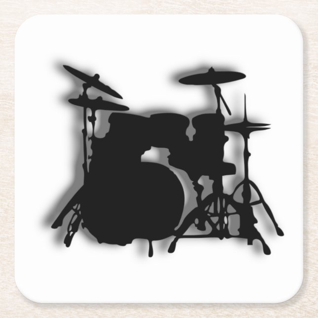 Drum Set Music Design Rechteckiger Pappuntersetzer (Vorderseite)