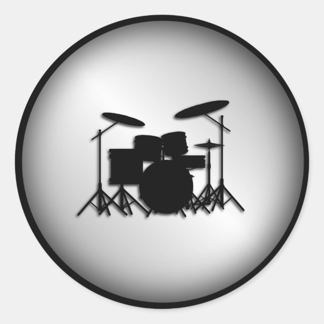 Drum Set Music Design Runder Aufkleber (Vorderseite)