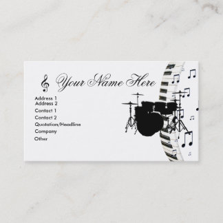 Drum Set Piano Tastatur und Musiknoten Visitenkarte
