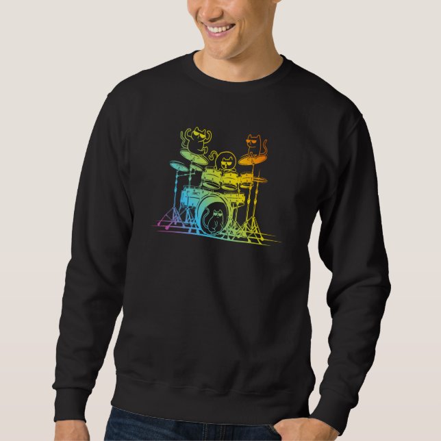 Drum Set Player Cats  Drummer Cats Sweatshirt (Vorderseite)