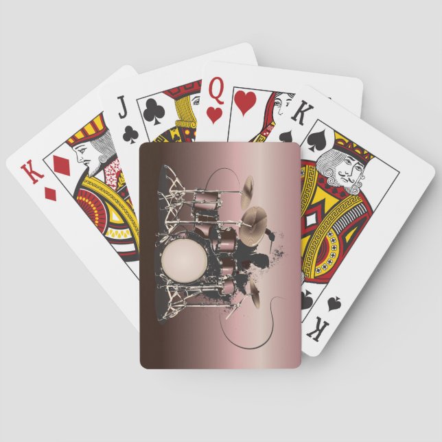 Drum Set und Drummer Playing Spielkarten (Rückseite)