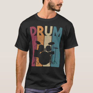 Drum Set Vintag Rock Music Retro Drummer T-Shirt