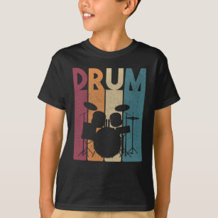 Drum Set Vintag Rock Music Retro Drummer T-Shirt