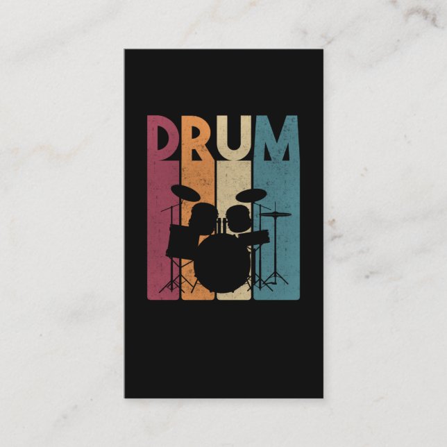 Drum Set Vintag Rock Music Retro Drummer Visitenkarte (Vorderseite)