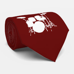 Drum Set Weiße Silhouette Necktie Krawatte