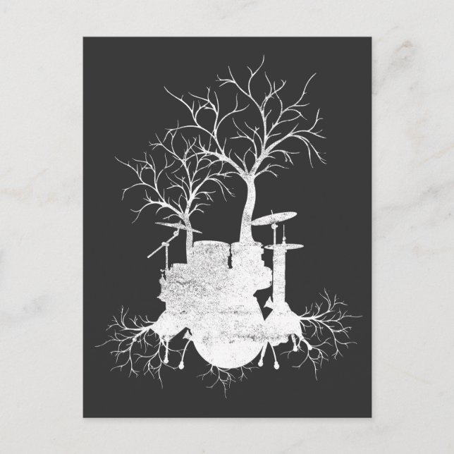 Drum Tree Nature Lover Drummer Art Postkarte (Vorderseite)