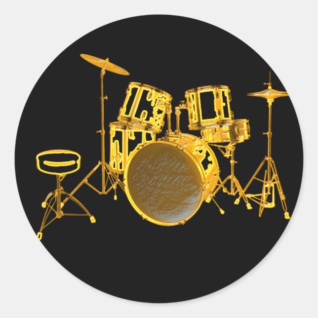 Drumkit - Gelb Runder Aufkleber (Vorderseite)