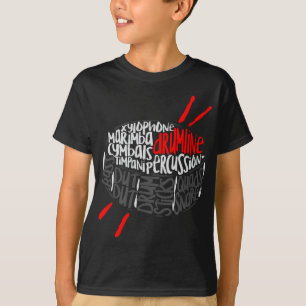 Drumline Marching Band Word Cloud Art T-Shirt