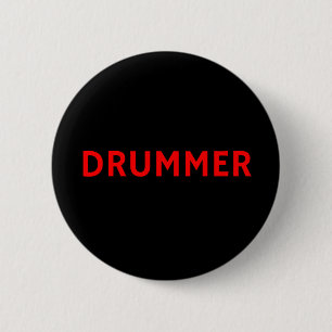 Drummer - Band - rot & schwarz Button