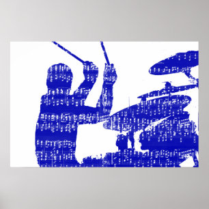 Drummer bleibt schattenblau w music grunge poster