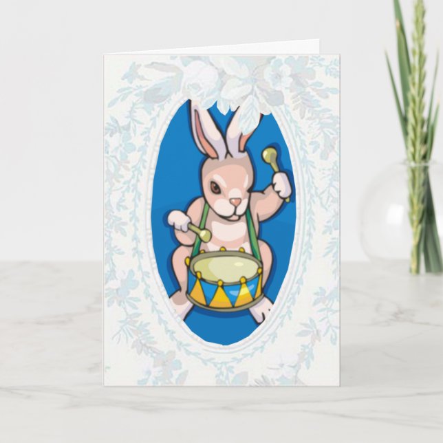Drummer Bunny Oaster Card Feiertagskarte (Vorderseite)