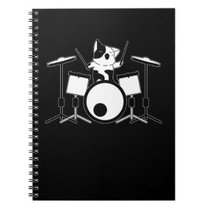 Drummer Cat Drumset Pet Drum Musician Animal Notizblock