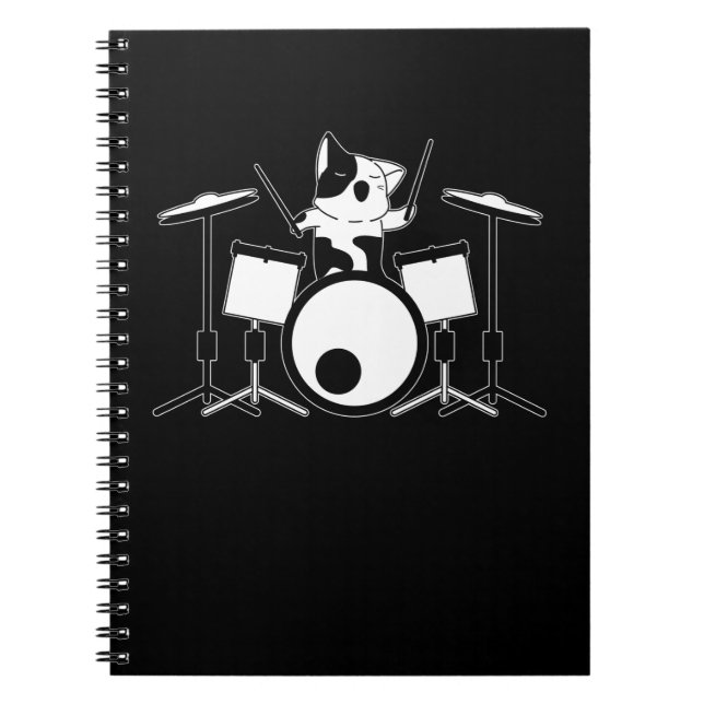 Drummer Cat Drumset Pet Drum Musician Animal Notizblock (Vorderseite)