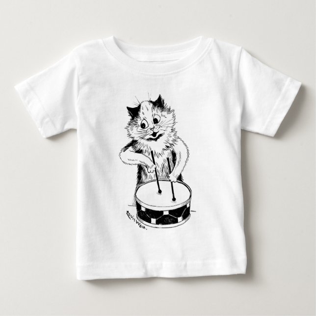 Drummer Cat, Louis Wain Baby T-shirt (Vorderseite)
