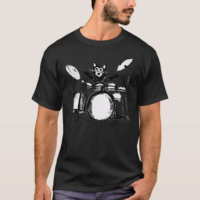 Drummer Cat T-Shirt (Vorderseite)