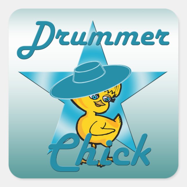 Drummer Chick #7 Quadratischer Aufkleber (Vorderseite)