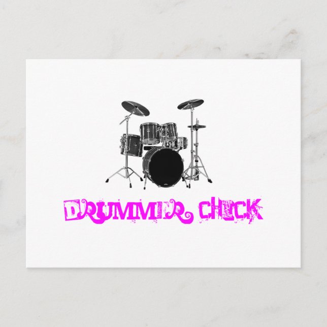 Drummer Chick Postkarte (Vorderseite)