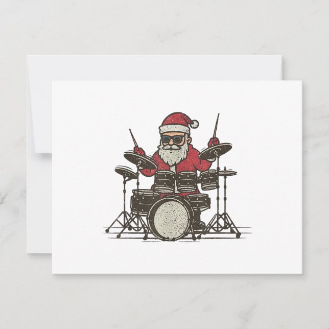 Drummer Christmas Funny Vintage Santa Playing Drum (Vorderseite)