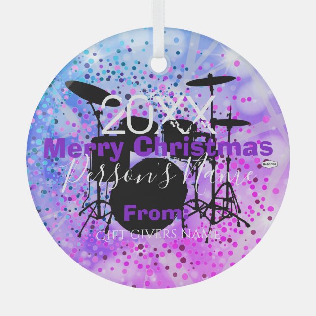 Drummer Christmas Ornament HAMbWG Aus Glas (Vorderseite)
