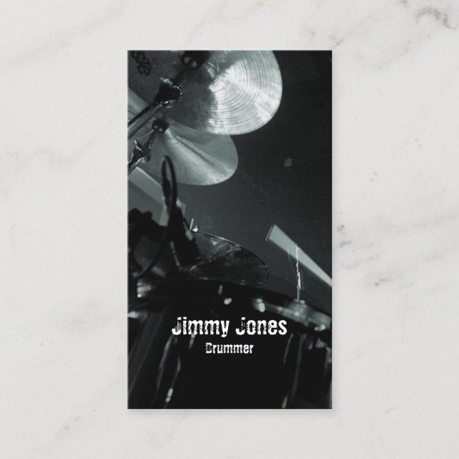 Drummer Cymbals und Toms Gray Business Card Visitenkarte (Vorderseite)