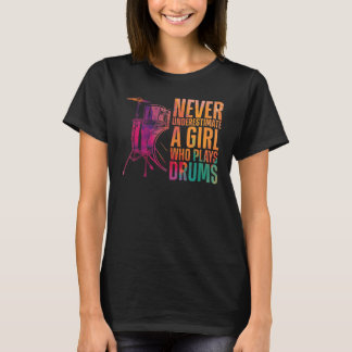 Drummer Drum Set Wasserfarbe nie unterschätzen T-Shirt