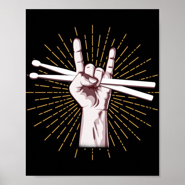 Drummer Drum Sticks Hand Rock Poster (Vorne)