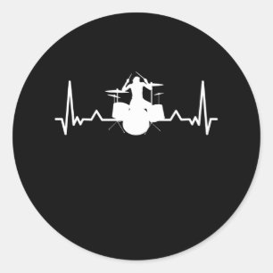 Drummer Drumming Heartbeat Funny Gift Runder Aufkleber