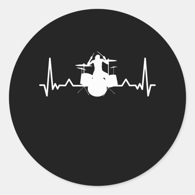 Drummer Drumming Heartbeat Funny Gift Runder Aufkleber (Vorderseite)