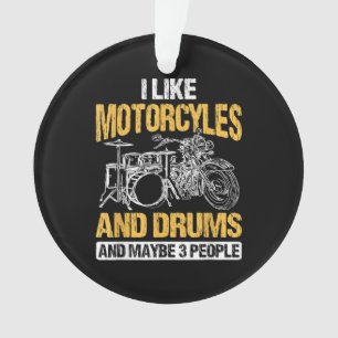 Drummer Drumming J'Aime Les Motos Et Les Drums