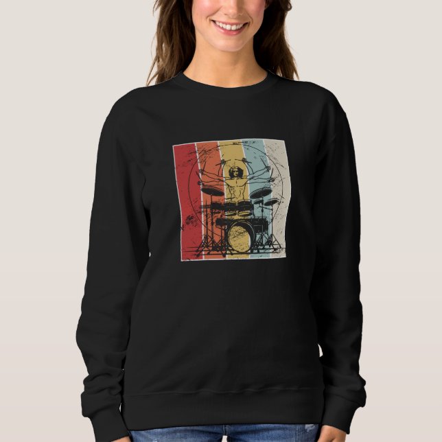 Drummer Drumming Retro Sweatshirt (Vorderseite)