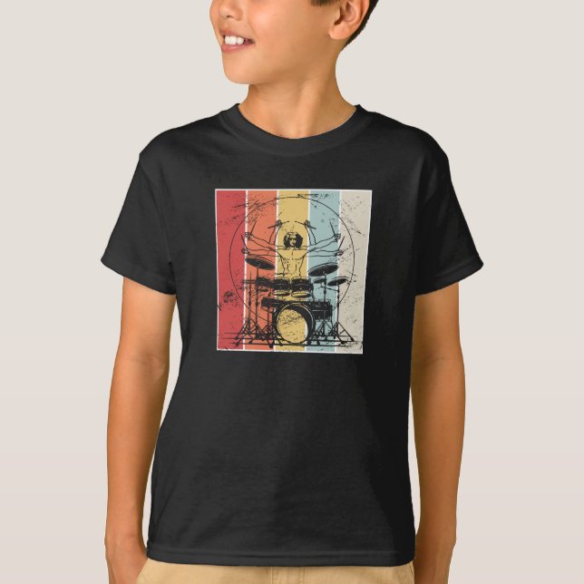 Drummer Drumming Retro T-Shirt (Vorderseite)
