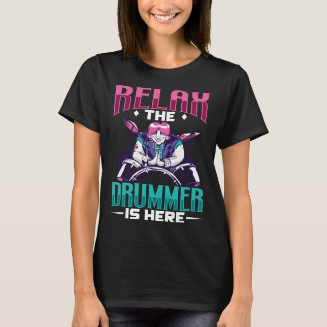 Drummer Drums Music Drum Set Drumming Instrument P T-Shirt (Vorderseite)