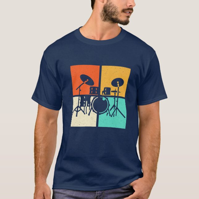 Drummer Drumset Vintag T-Shirt (Vorderseite)
