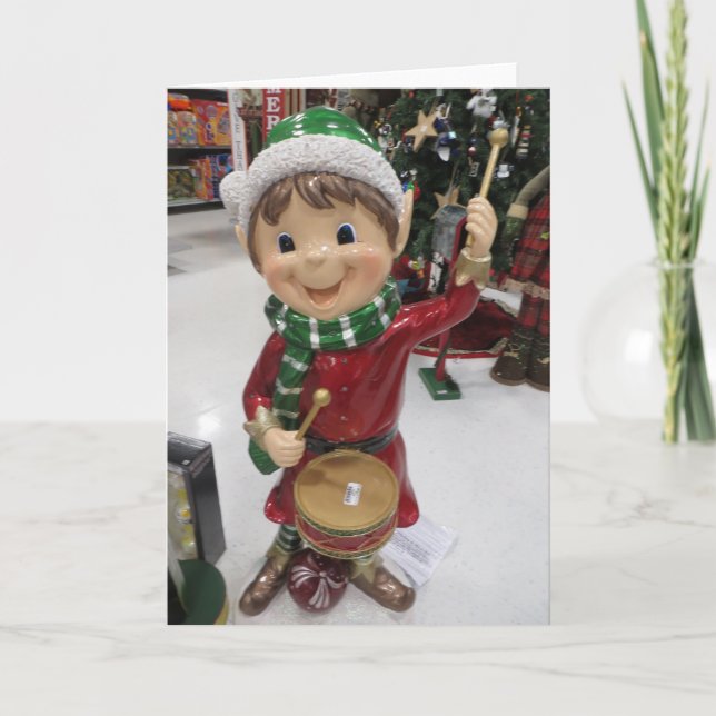 Drummer Elf Feiertagskarte (Vorderseite)