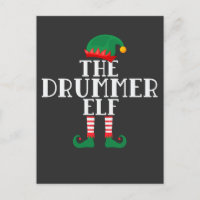 Drummer Elf Funny Christmas Drum Design