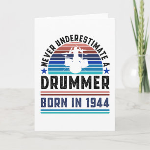 Drummer geboren 1944 80th Birthday Drumming Gift V Karte