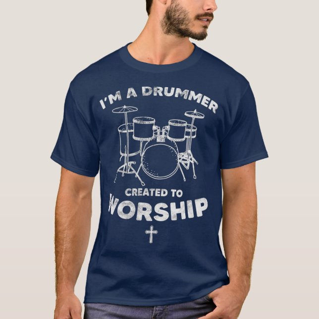 Drummer geschaffen, um Christliches Glaubensgesche T-Shirt (Vorderseite)
