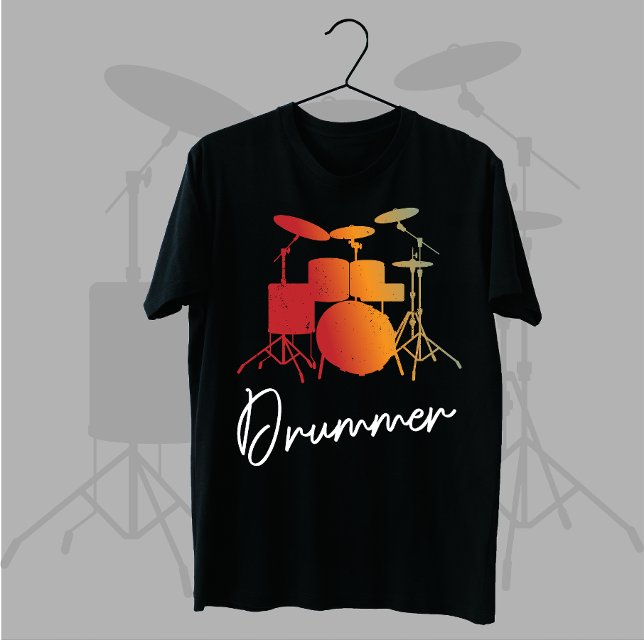 Drummer Gift Heartbeat Musikinstrument Trommeln T-Shirt (Von Creator hochgeladen)