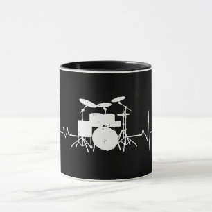 Drummer Gift Heartbeat Musikinstrument Trommeln Tasse