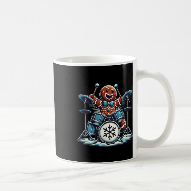 Drummer Gingerbrett Playing Drums Funny Christmas Kaffeetasse (Rechts)