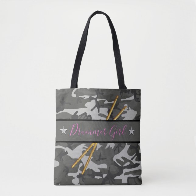 Drummer Girl Drumsticks Schlagzeug Band Drumming Tasche (Vorderseite)