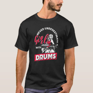 Drummer Girls Rock Music Drum Set Musikerin D T-Shirt