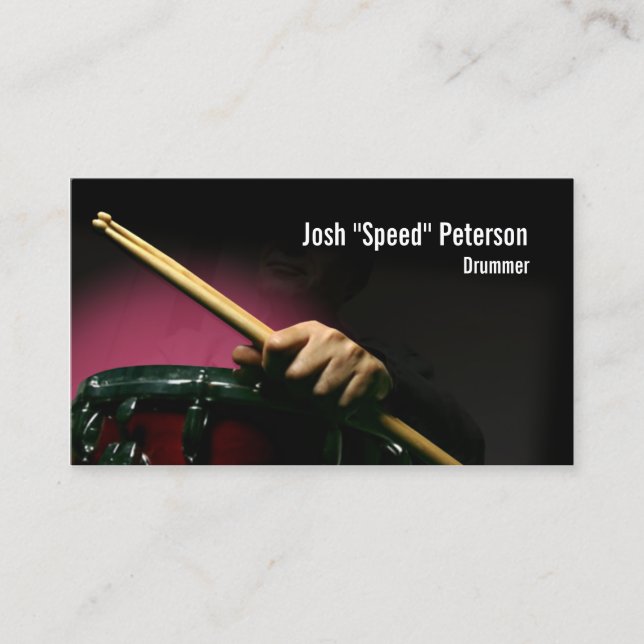 Drummer Holding Drumsticks Red Business Card Visitenkarte (Vorderseite)