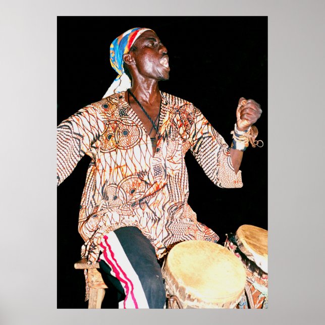 Drummer in Banjul, Gambia, Westafrika Poster (Vorne)