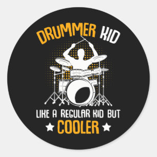 Drummer Kid Drumming Percussionist Drums Kids Runder Aufkleber