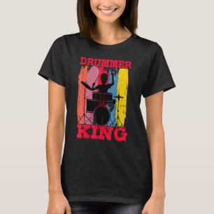 Drummer King Drums Kit Trap Set Snare Bass Hi-Hat T-Shirt